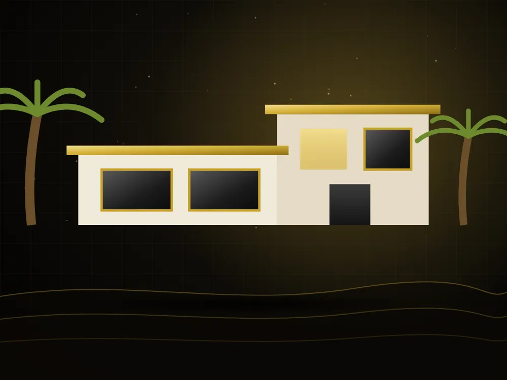 Family villa with palm trees