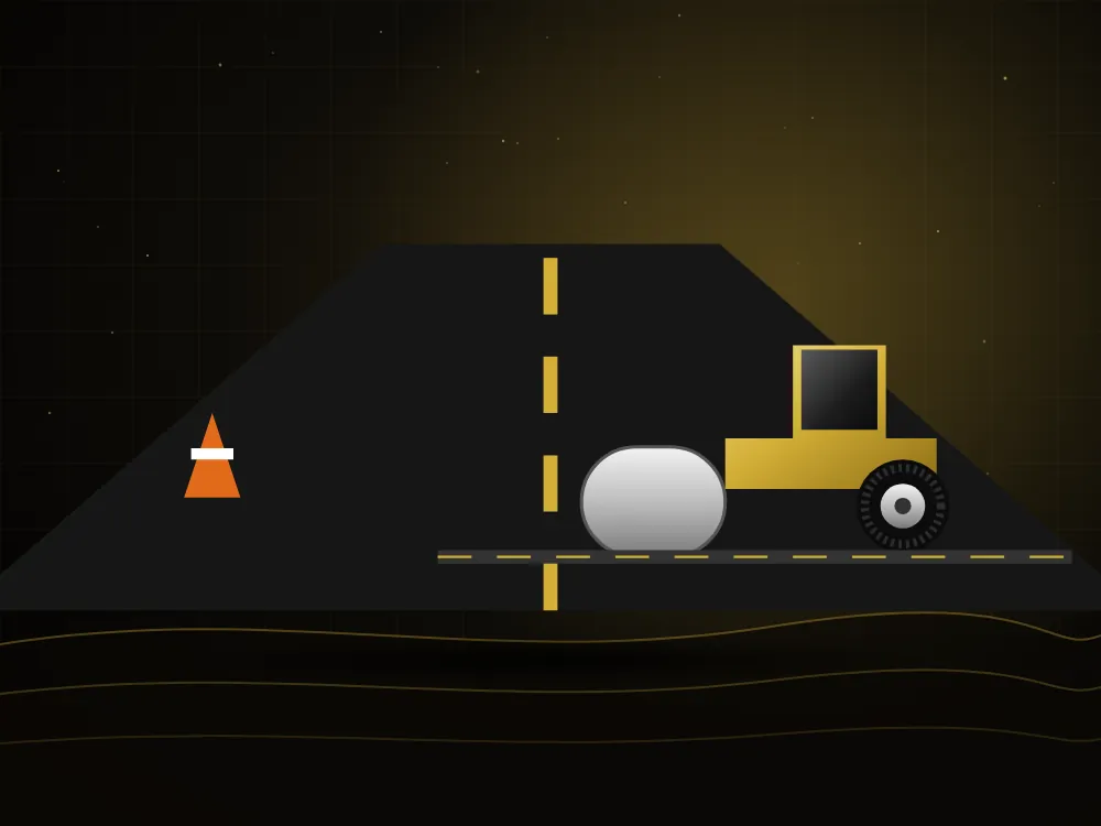Road construction with a road roller