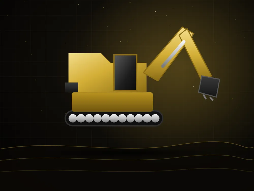 Tracked excavator with bucket