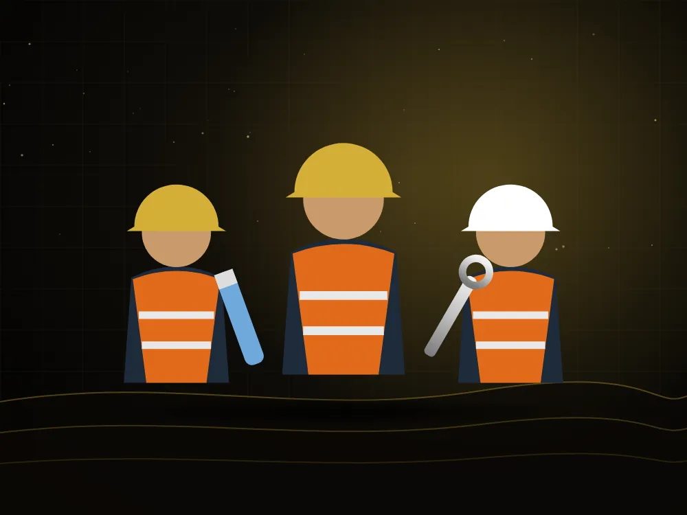 Group of skilled workers in safety vests