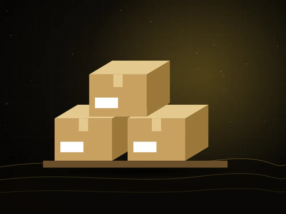 Stacked supply cartons on a pallet