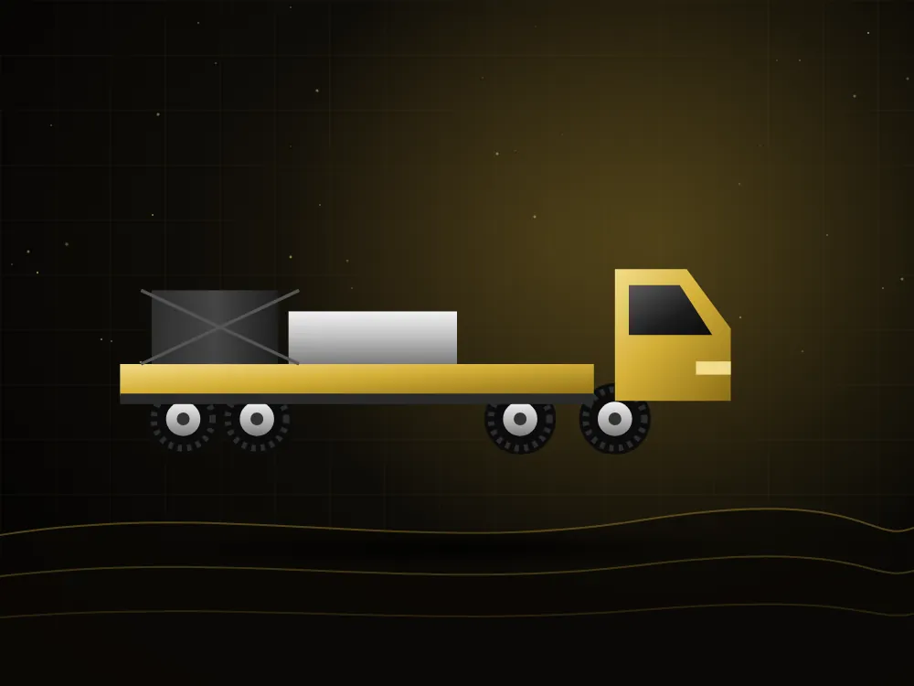 Flatbed trailer truck with cargo